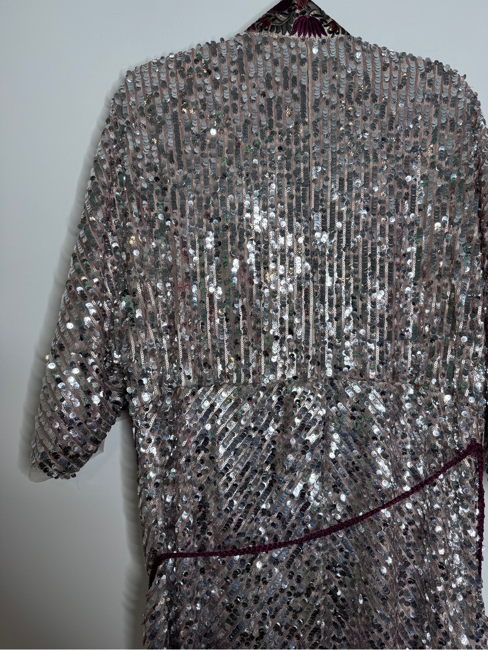 Free People Silver Sequin Light is Coming Duster Kimono Small - Picture 8 of 11